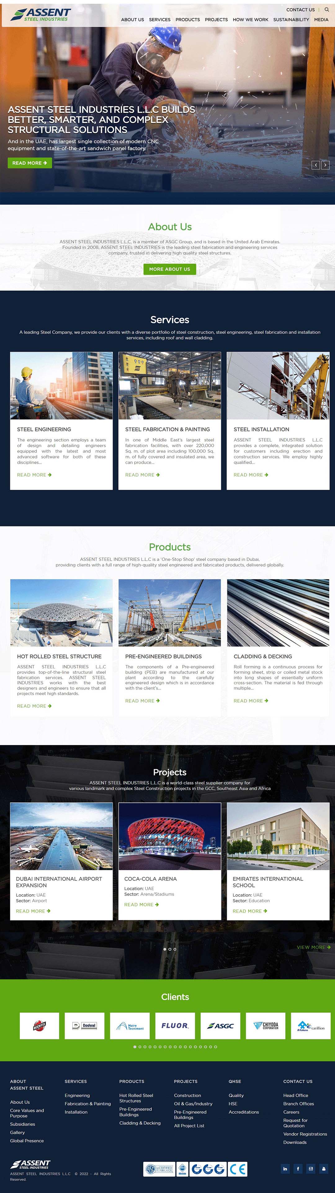 ASSENT STEEL website design