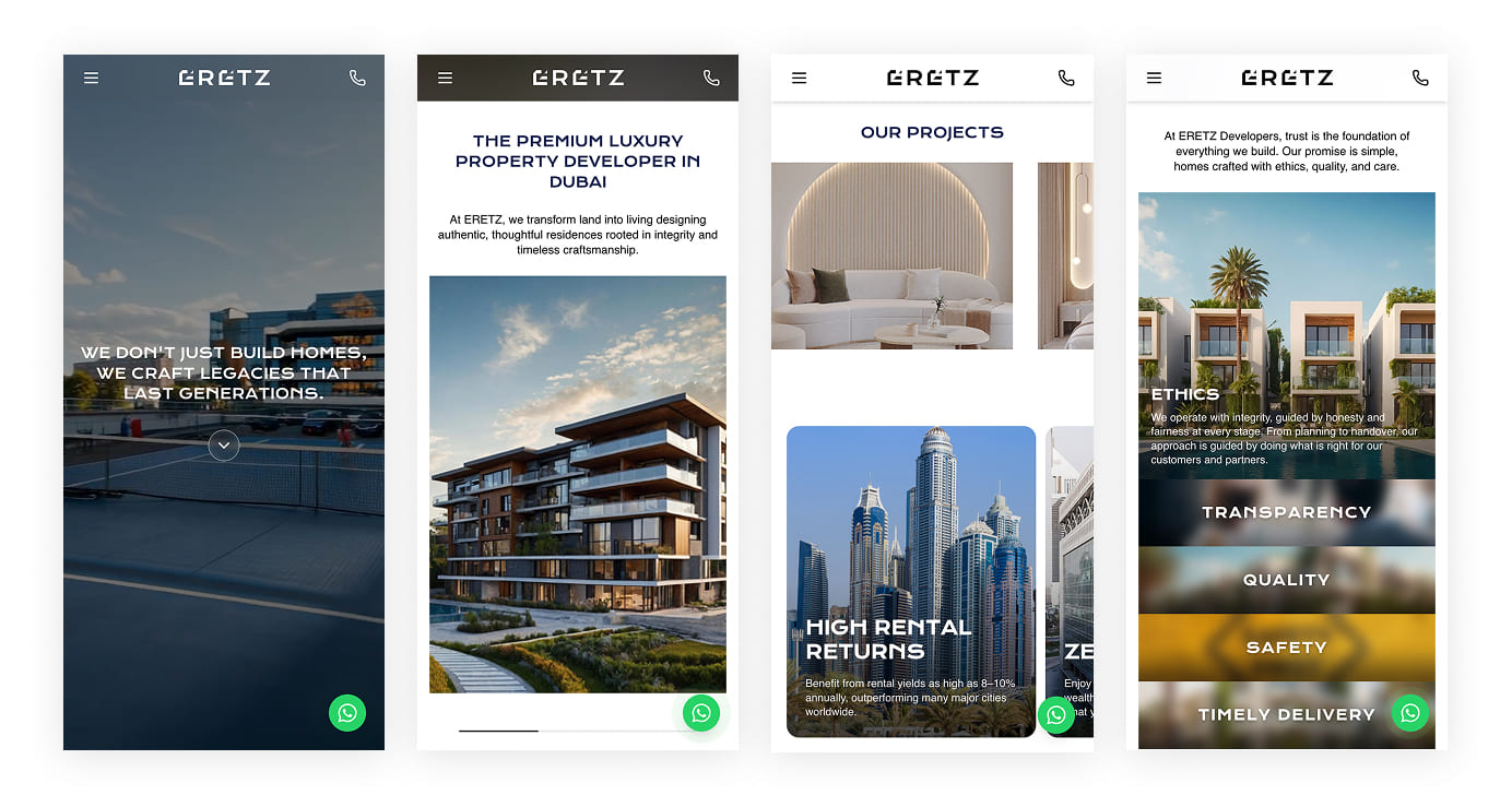 ERETZ Developers responsive design