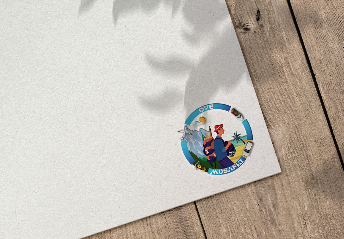 Oye Musafir logo mockup on signage