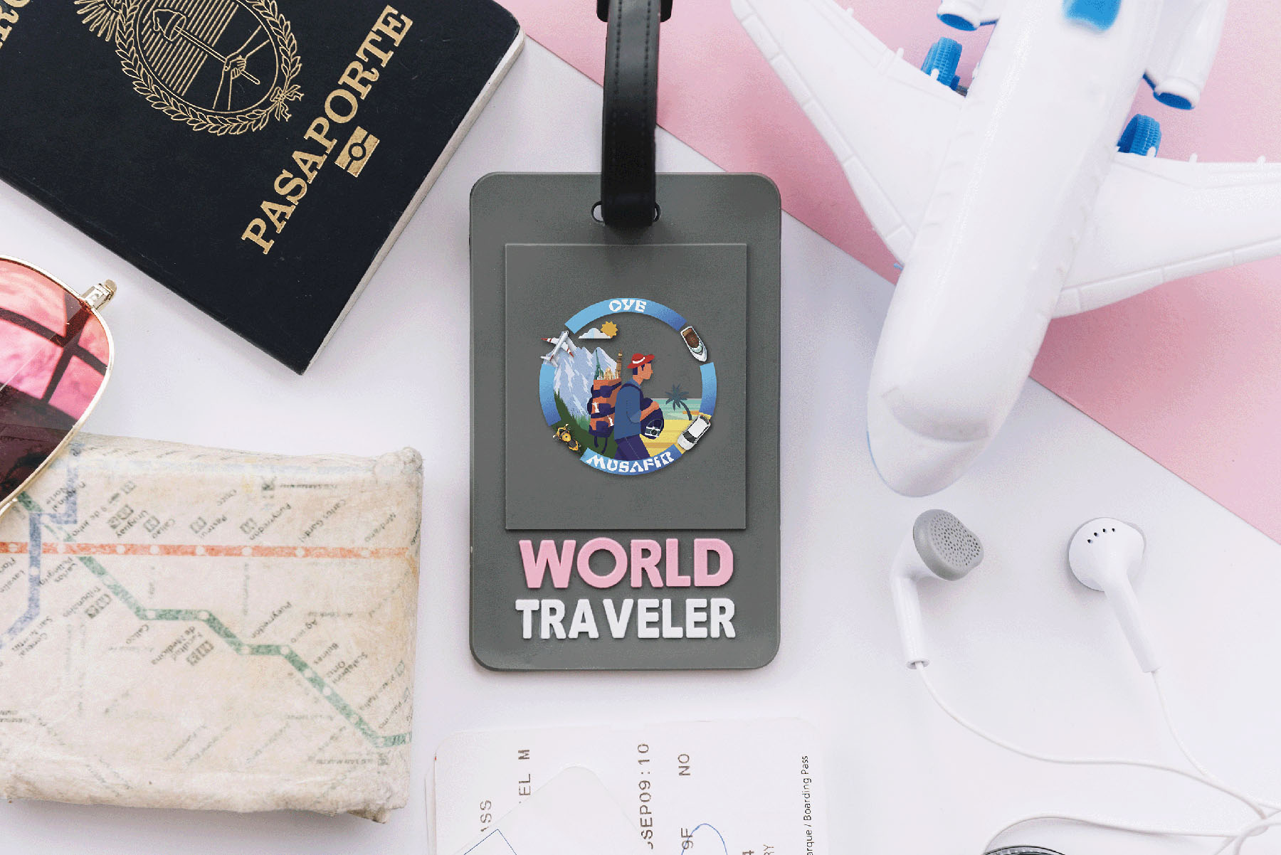 Oye Musafir logo mockup on stationery